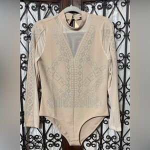 Love J Beige Long Sleeve Bodysuit